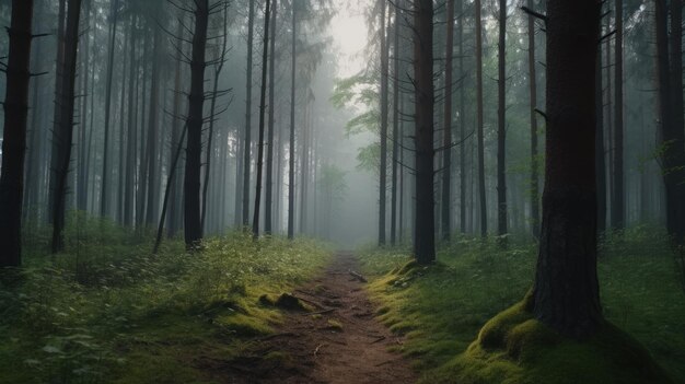 Un sentiero di terra in mezzo alla foresta