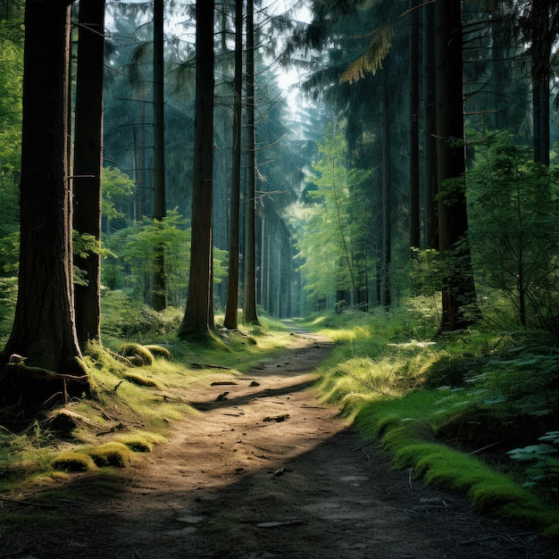 Un sentiero sterrato attraverso una foresta