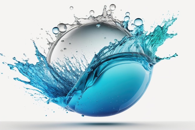 Un serbatoio d'acqua sotto forma di una sfera isolata su uno sfondo bianco IA generativa