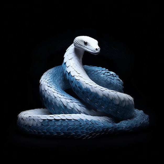 Un serpente blu e bianco