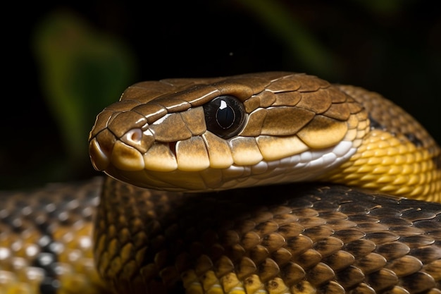 Un serpente con una testa nera e una testa gialla