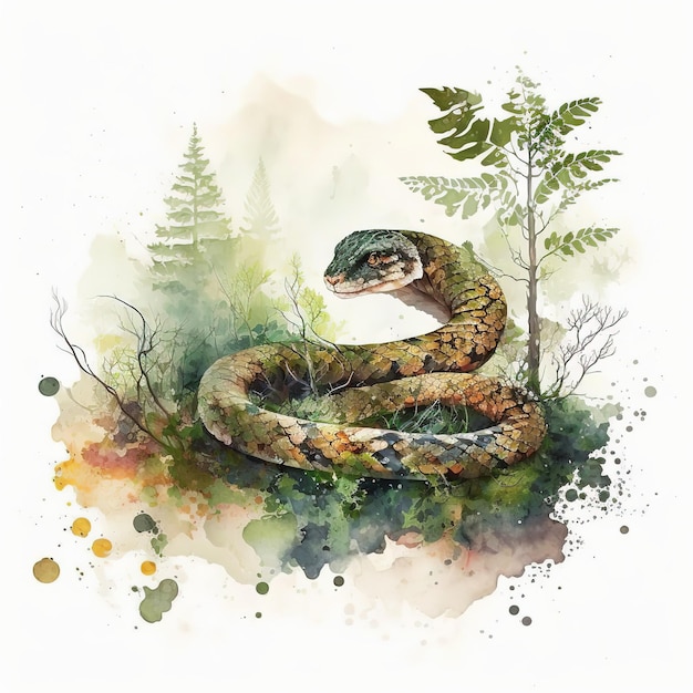 Un serpente con una testa verde e una testa blu è disegnato su uno sfondo bianco.