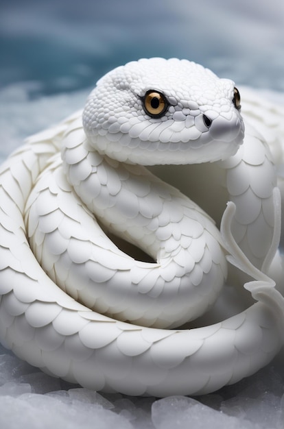 un serpente dal corpo bianco e dagli occhi dorati