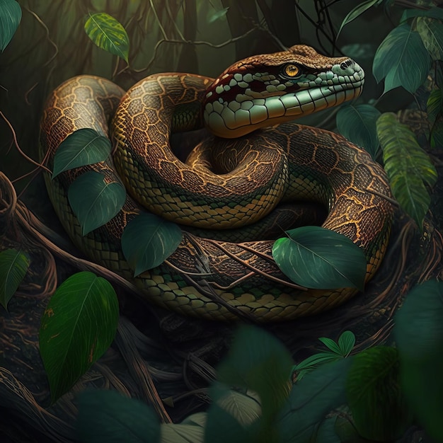 Un serpente nella foresta