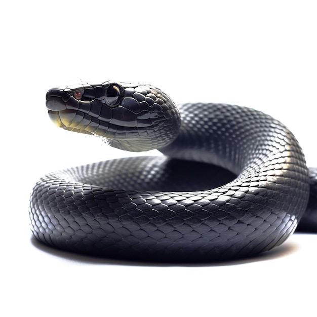 Un serpente nero con uno sfondo bianco e la parola cobra su di esso