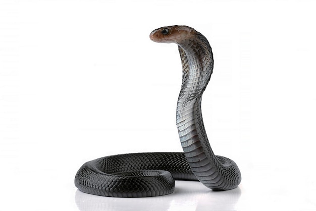 Un serpente nero su sfondo bianco