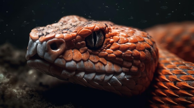 Un serpente rosso con uno sfondo nero