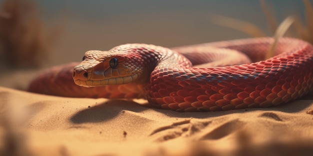 Un serpente rosso nel deserto