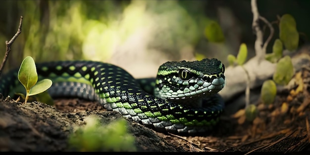 Un serpente su un ramo di un albero