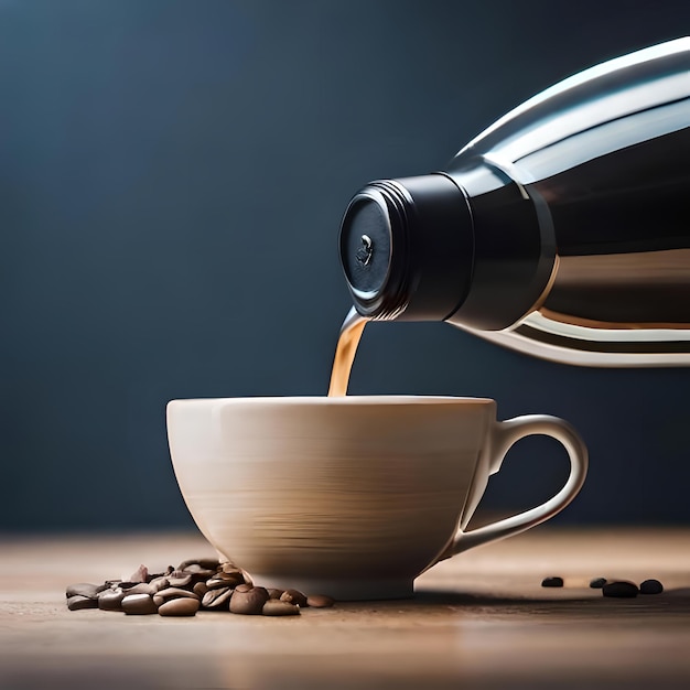 Un servizio fotografico professionale di una spruzzata di caffè in una tazza