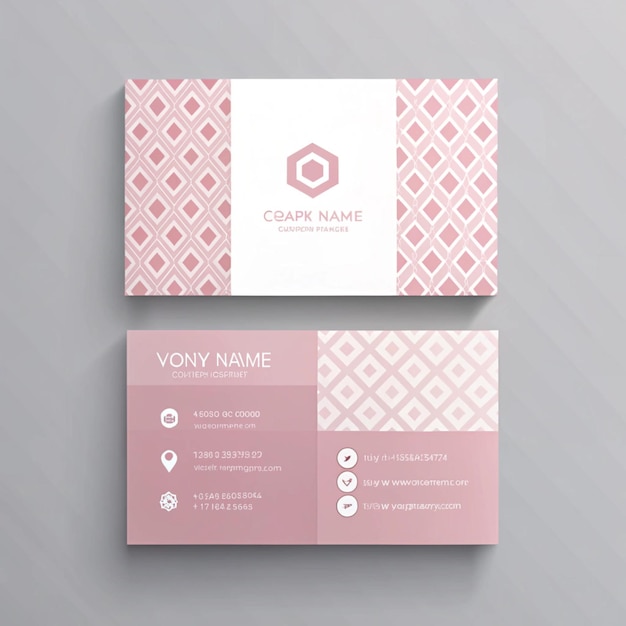 un set di biglietti da visita con uno sfondo rosa con un logo bianco