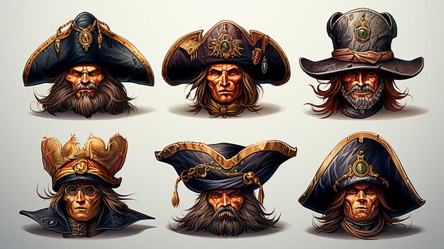 un set di diversi cappelli da pirata