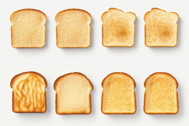 Un set di fette di pane tostato catturato in vista dall'alto