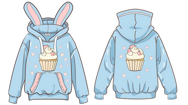 un set di giacche abbinate con un coniglietto e un maglione con un coniglio nella parte anteriore