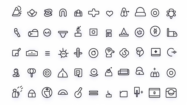 un set di icone a righe sottili per applicazioni web e mobili generative ai