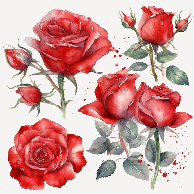 Un set di rose rosse con sopra la parola rose