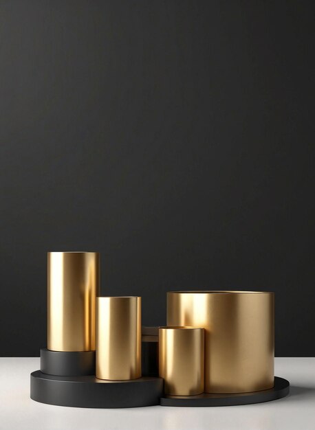 un set di tre candele d'oro su un tavolo bianco