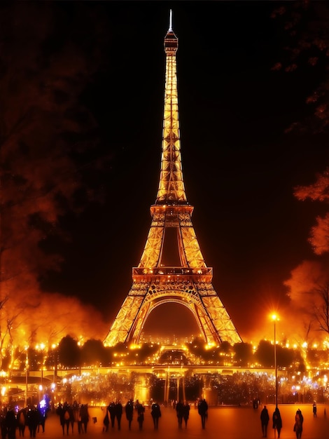 Un simbolo della Torre Eiffel vista al tramonto da Parigi Francia Generato da Ai