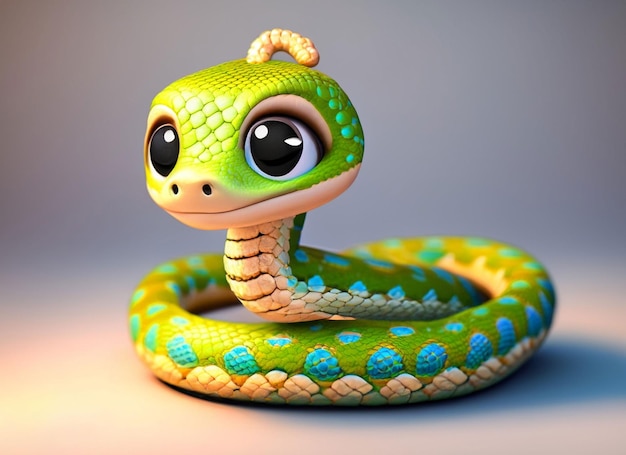 Un simpatico cucciolo di serpente 3D