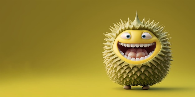 Un simpatico e affascinante personaggio dei cartoni animati Durian 3D con spazio di copia. Generato dall'intelligenza artificiale