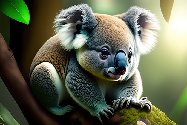 Un simpatico koala in habitat naturale Opere d'arte digitali