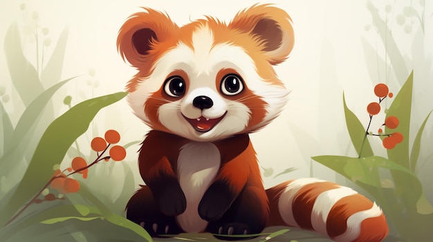 un simpatico panda rosso in stile vettoriale