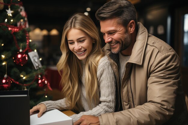 Un sincere gesto d'amore Un uomo dà generosamente regali a una ragazza il giorno di San Valentino