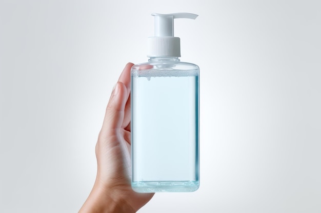 Un singolo disinfettante per mani isolato su sfondo bianco