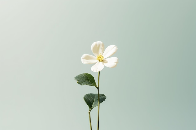 Un singolo fiore bianco su uno sfondo semplice AI generativa