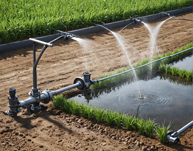 un sistema di irrigazione in un campo