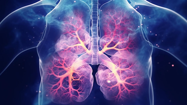 Un sistema respiratorio con biopsia del cancro del polmone maschile a raggi X