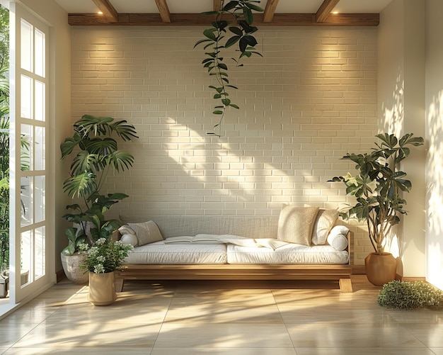 un soggiorno accogliente con illuminazione naturale moderno e minimalista