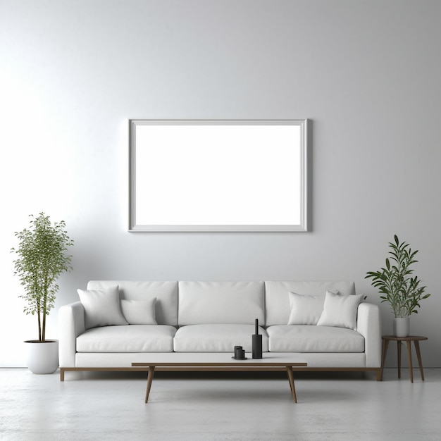 Un soggiorno con un divano e un quadro alla parete