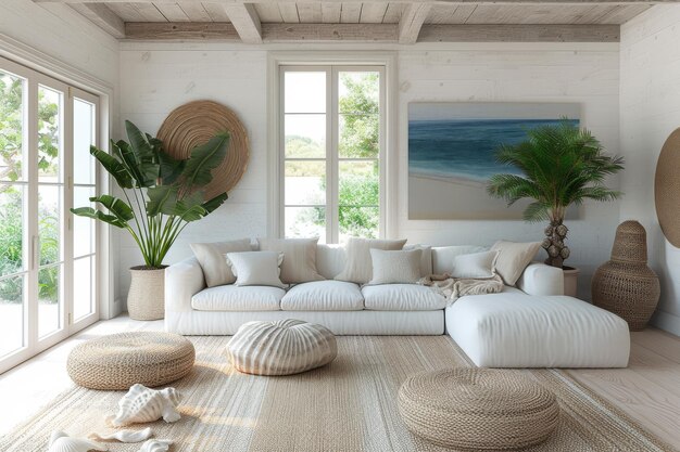 Un soggiorno minimalista caratterizzato da linee pulite