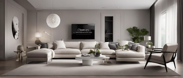 Un soggiorno moderno e lussuoso con divano e tv