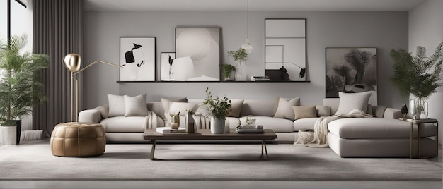 Un soggiorno moderno e lussuoso con divano e tv