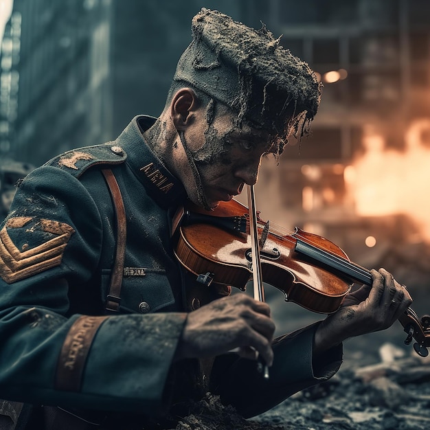 Un soldato che suona il violino