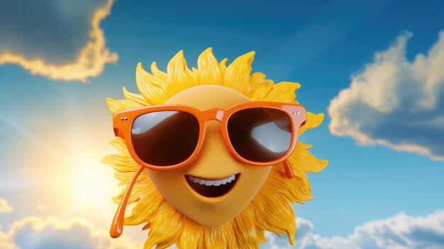Un sole allegro che indossa occhiali da sole