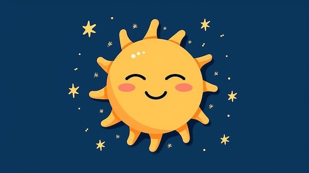 Un sole cartone animato con un sorriso sopra