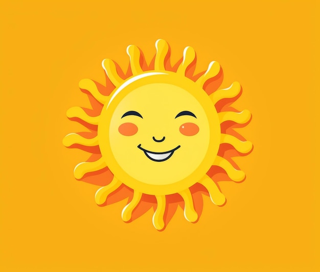 Un sole cartone animato con una faccina sorridente su uno sfondo giallo