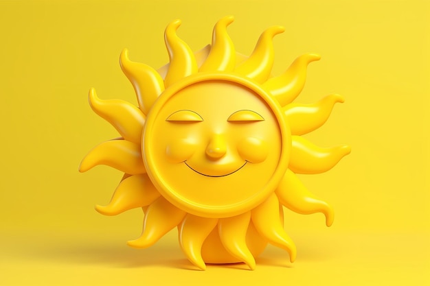 Un sole giallo con una faccia che dice sole sopra