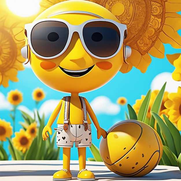 un sole giocoso con occhiali da sole e raggi sorridenti adesivo colori gialli soleggiati e adorabili con cu