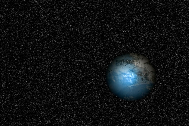 Un solitario pianeta blu sconosciuto nello spazio. La bellezza dell'universo sconosciuto