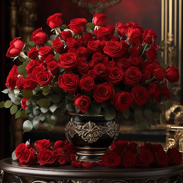 Un sontuoso bouquet di rose rosse