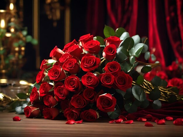 Un sontuoso bouquet di rose rosse