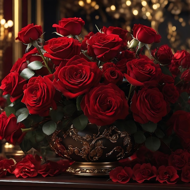 Un sontuoso bouquet di rose rosse