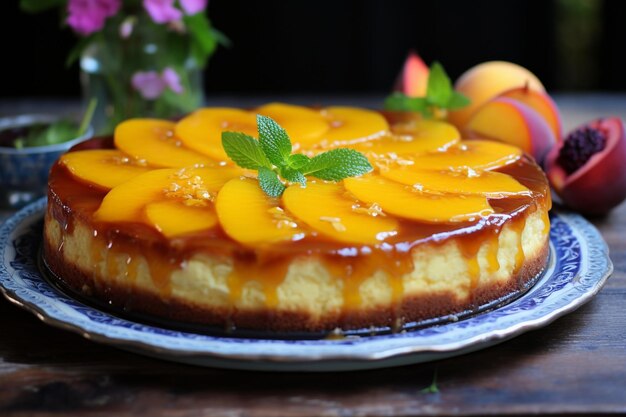 Un sontuoso flan perfetto di pesche