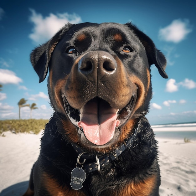 Un sorridente Rottweiler IA generativa