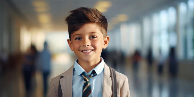 Un sorriso sincero sul viso di un giovane scolaretto