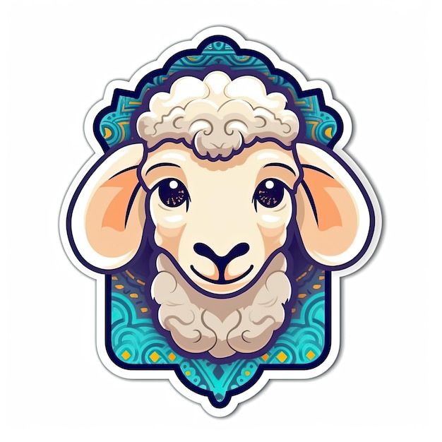 Un stiker di pecore che onorano la tradizione durante l'Eid Al Adha AI Generato
